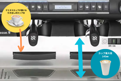 最大カップ高145㎜まで対応可能