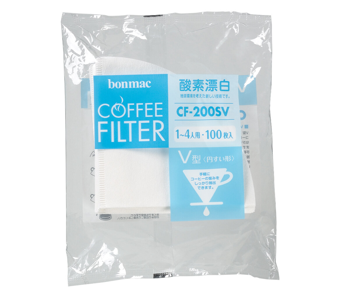 bonmac V-shaped Paper Filter CF-200SV (Oxygen Bleached)